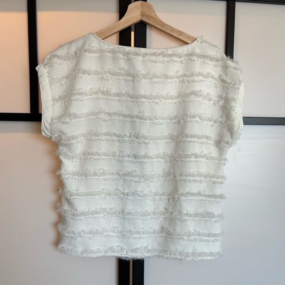 MAEVE Anthropologie Fringe ivory top. Size 0 - Picture 9 of 15